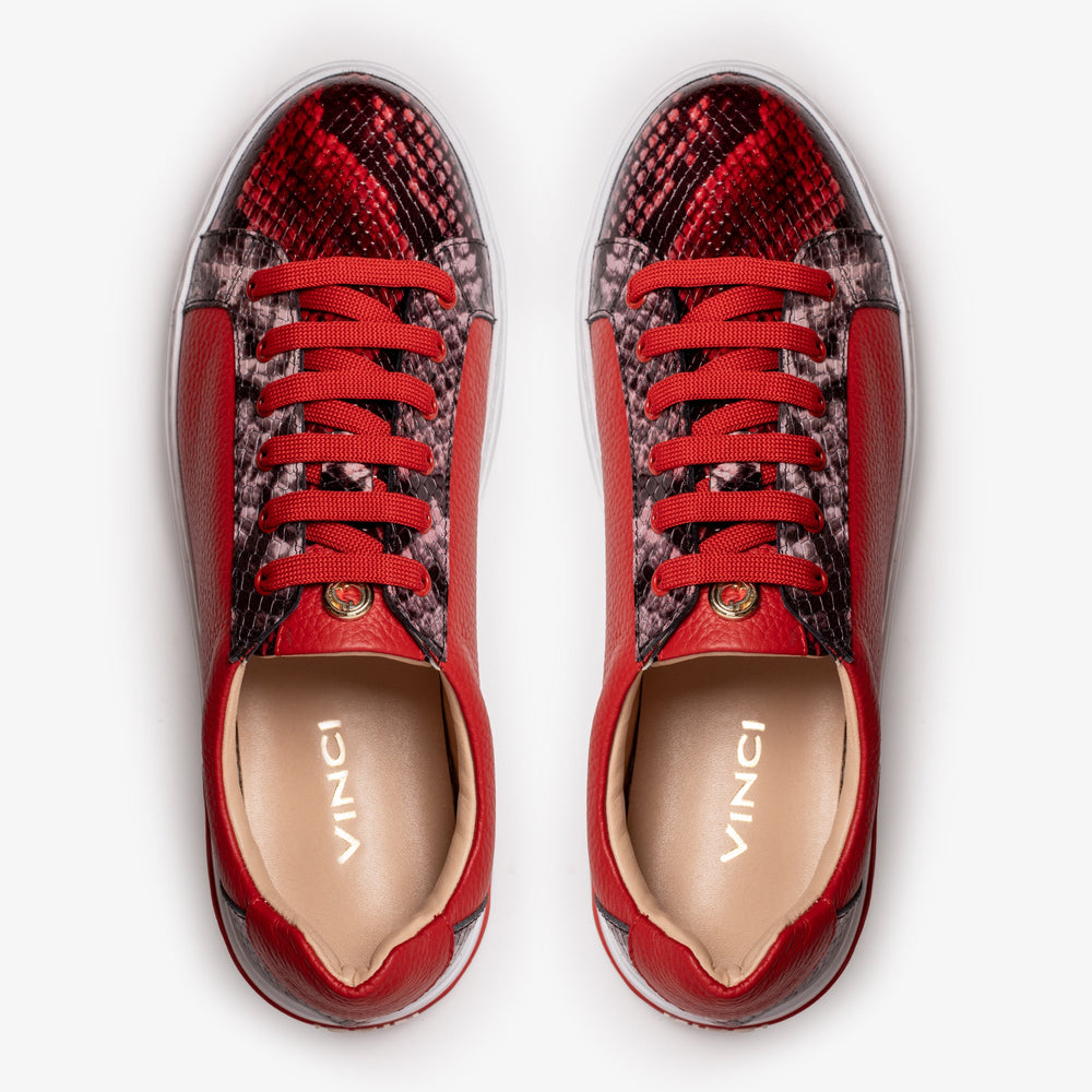 The Burano Red Leather Sneaker - Vinci Leather