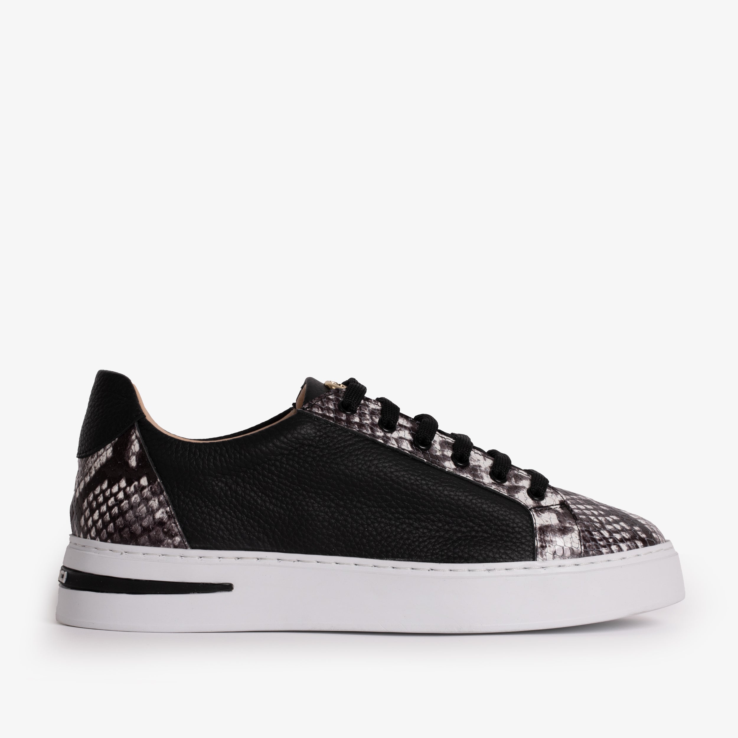 The Burano Black White  Leather Sneaker - Vinci Leather