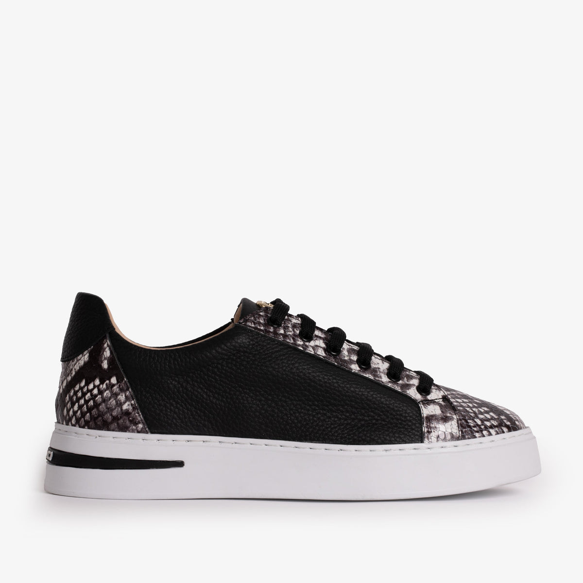 The Burano Black White  Leather Sneaker - Vinci Leather