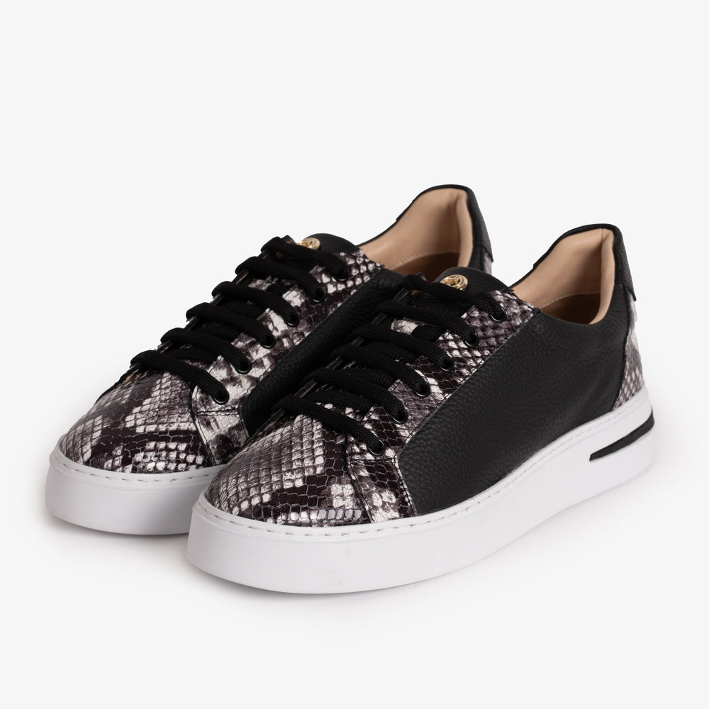 The Burano Black White  Leather Sneaker - Vinci Leather