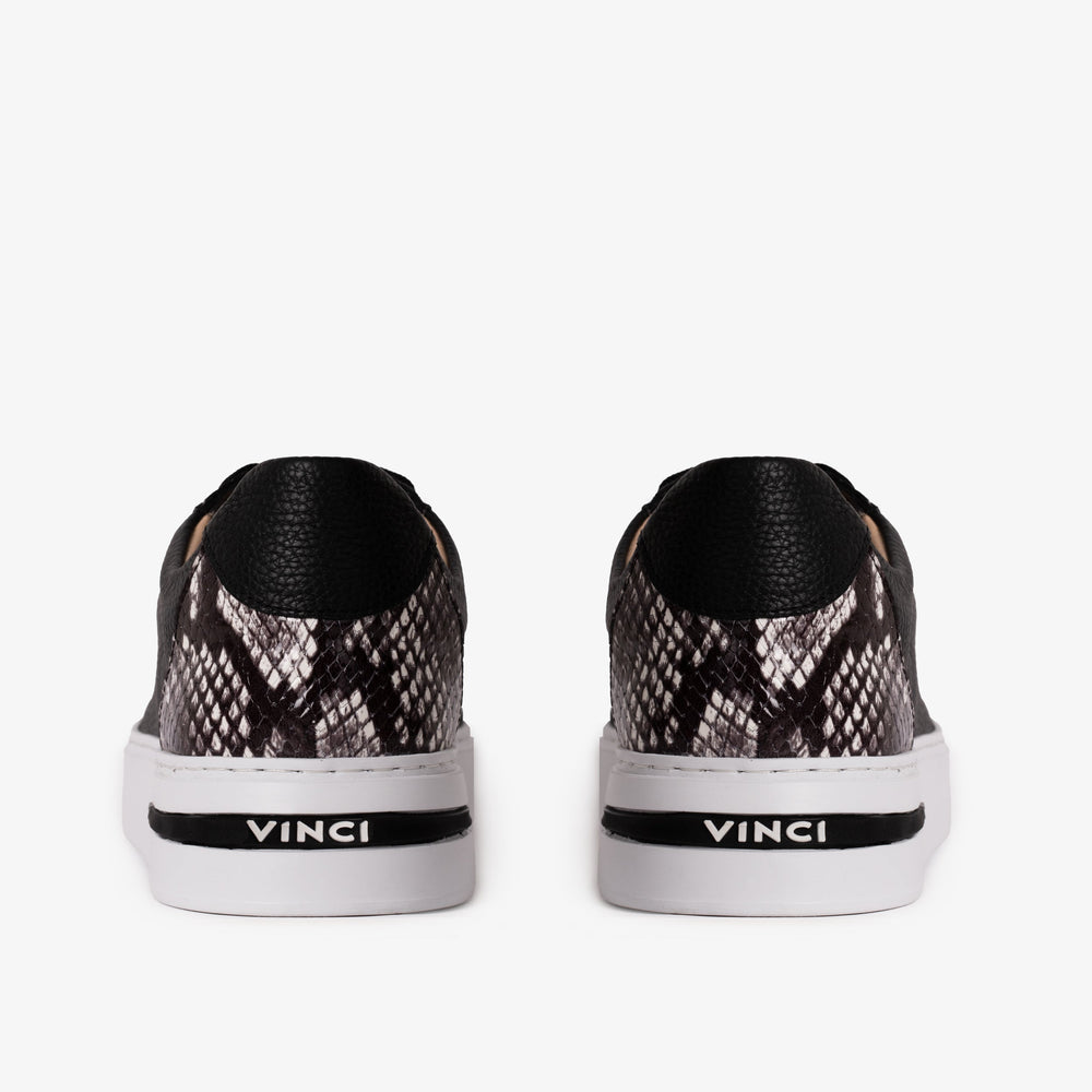 The Burano Black White  Leather Sneaker - Vinci Leather