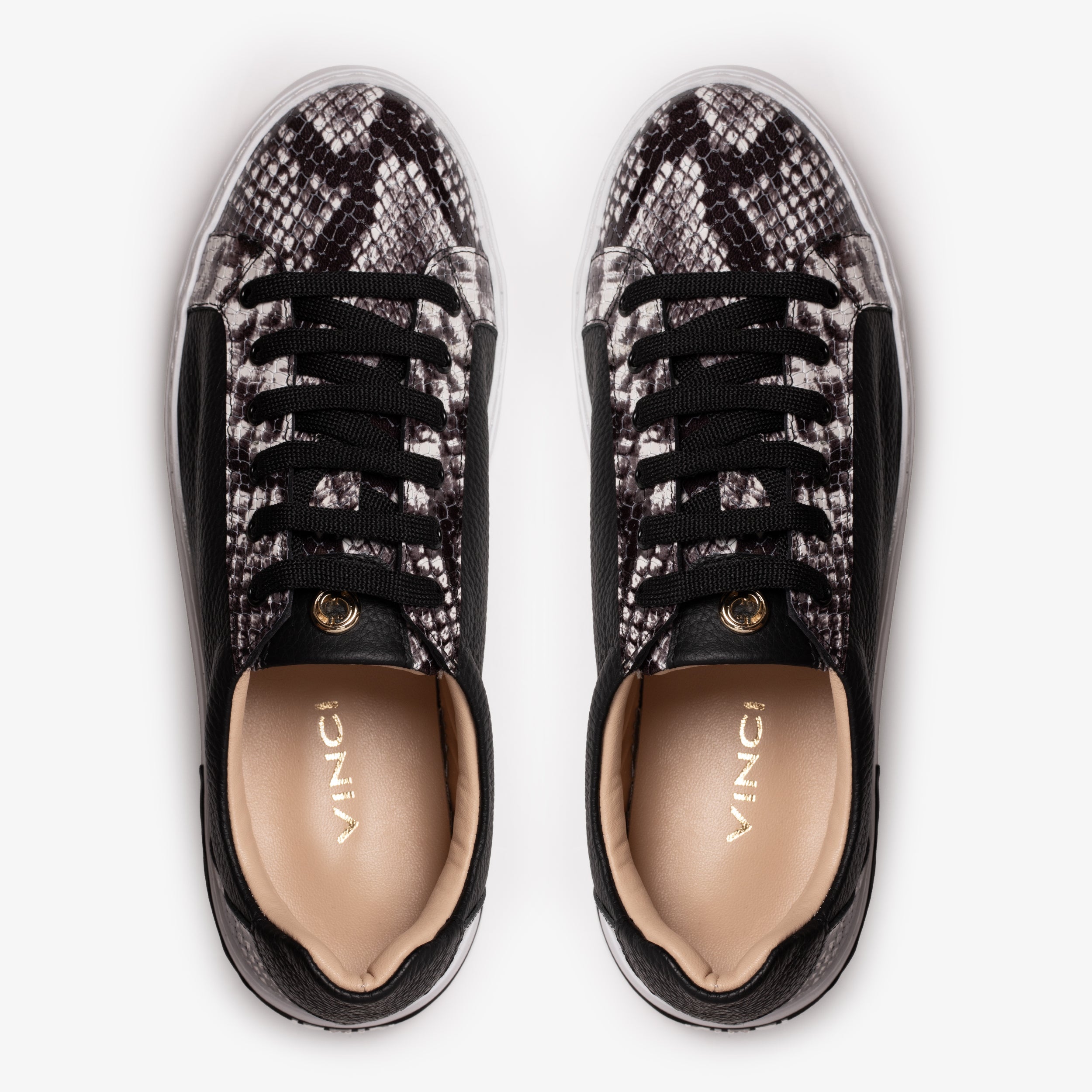 The Burano Black White  Leather Sneaker - Vinci Leather
