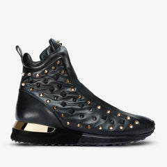 The Infanta High-Top Black Spike Leather Sneaker Limited Edition - Vinci Leather