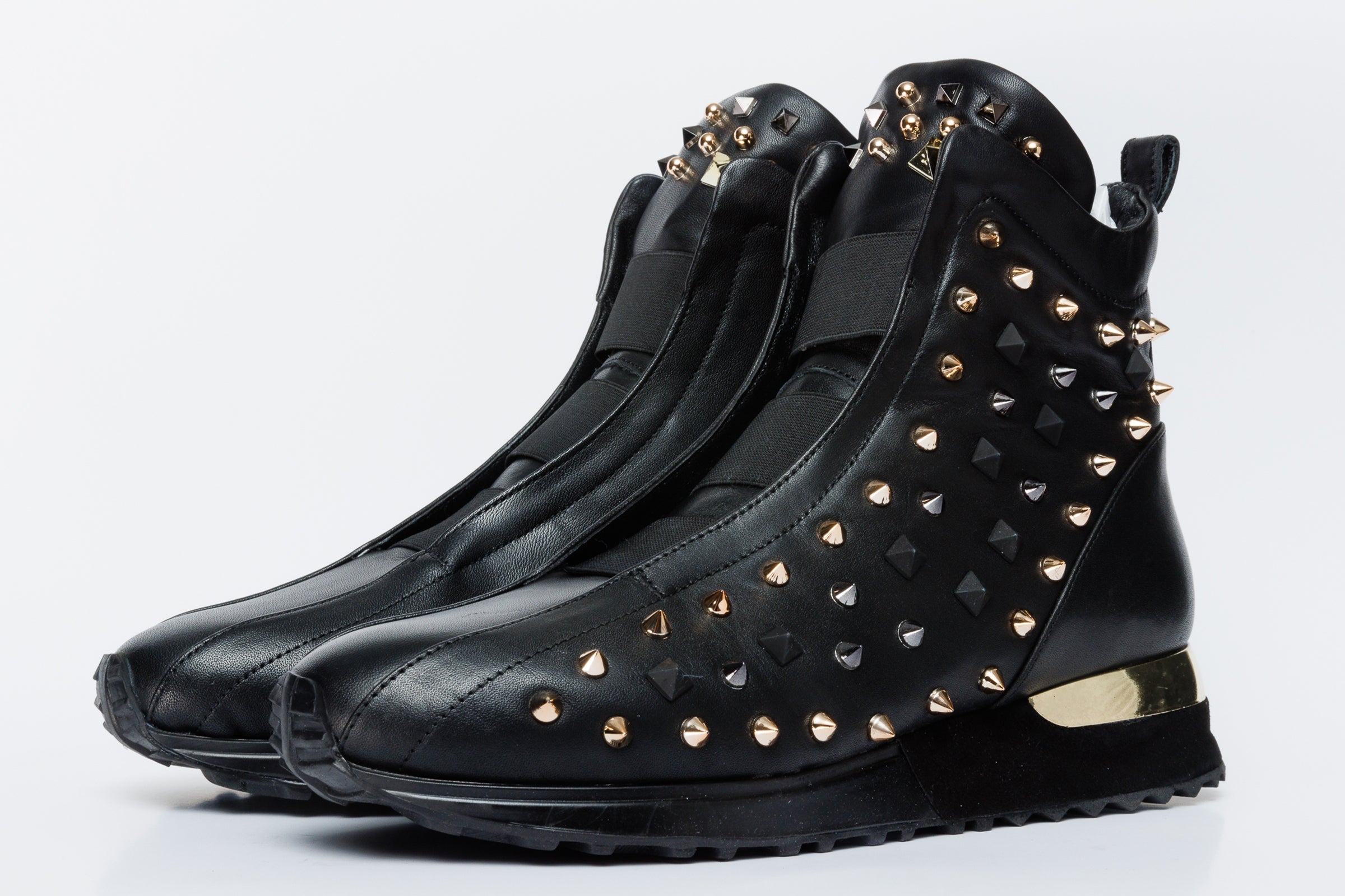 The Infanta High-Top Black Spike Leather Sneaker Limited Edition - Vinci Leather