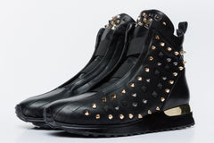 The Infanta High-Top Black Spike Leather Sneaker Limited Edition - Vinci Leather