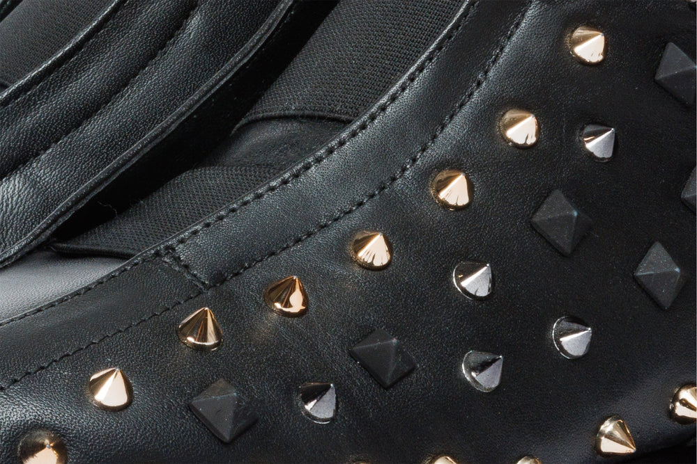 The Infanta High-Top Black Spike Leather Sneaker Limited Edition - Vinci Leather