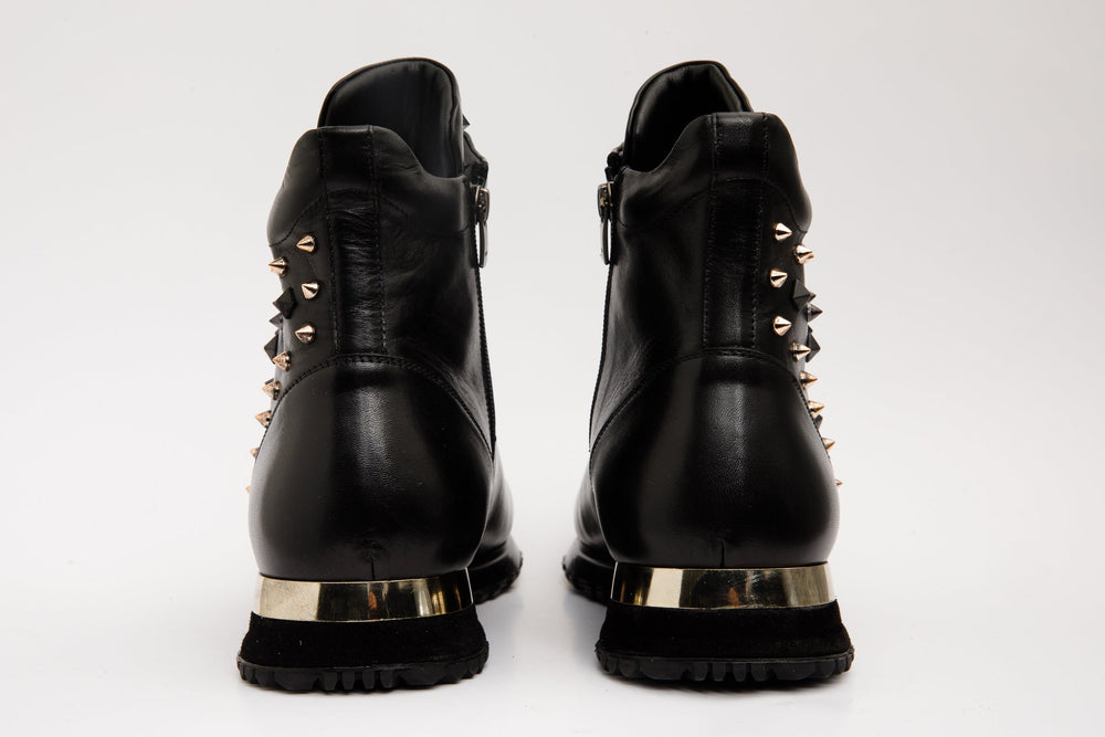 The Infanta High-Top Black Spike Leather Sneaker Limited Edition - Vinci Leather