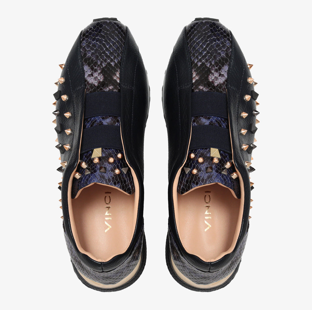 The Infanta Navy Spike Leather Sneaker Limited Edition - Vinci Leather