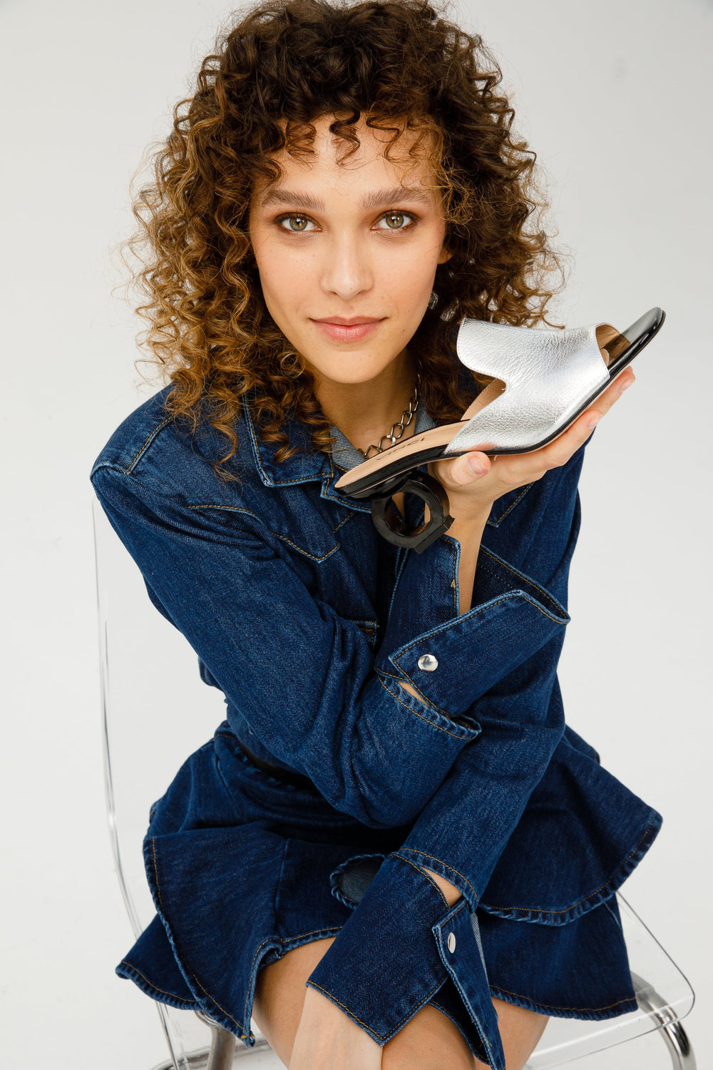 The Tory Silver Leather Sandal - Vinci Leather