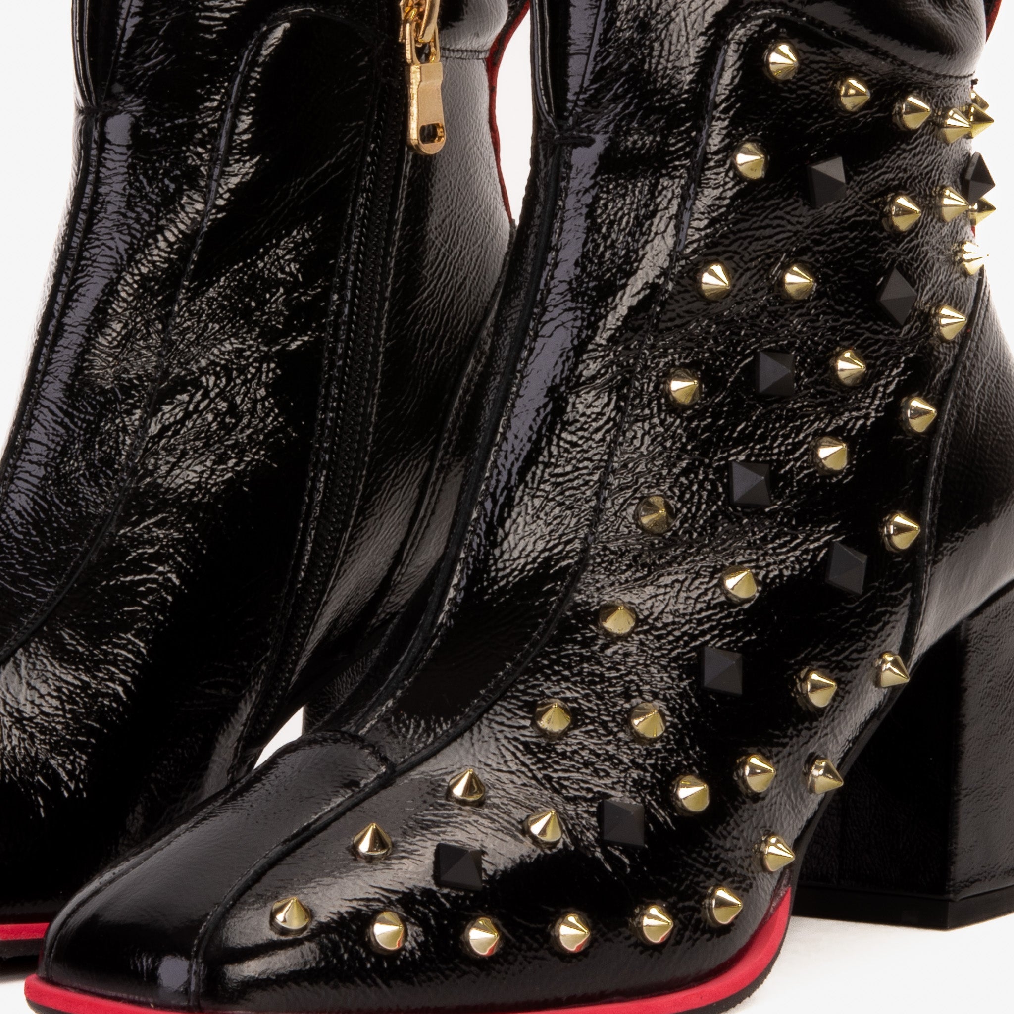 The Infanta Black Leather Block Heel Boot - Vinci Leather