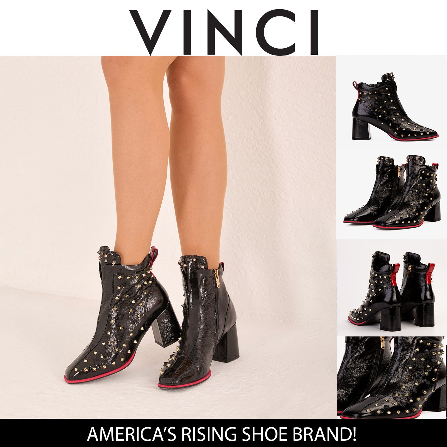 The Infanta Black Leather Block Heel Boot - Vinci Leather