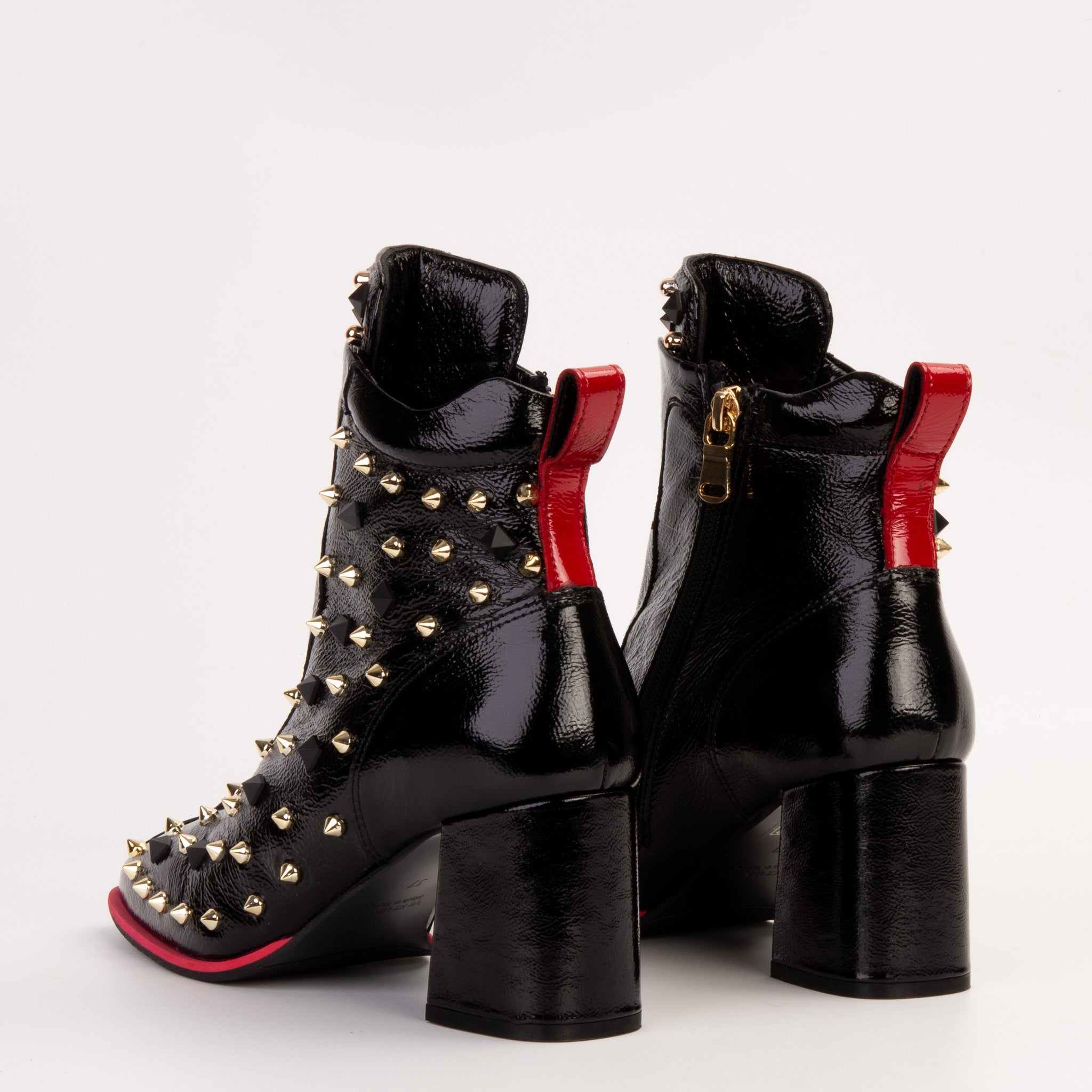 The Infanta Black Leather Block Heel Boot - Vinci Leather