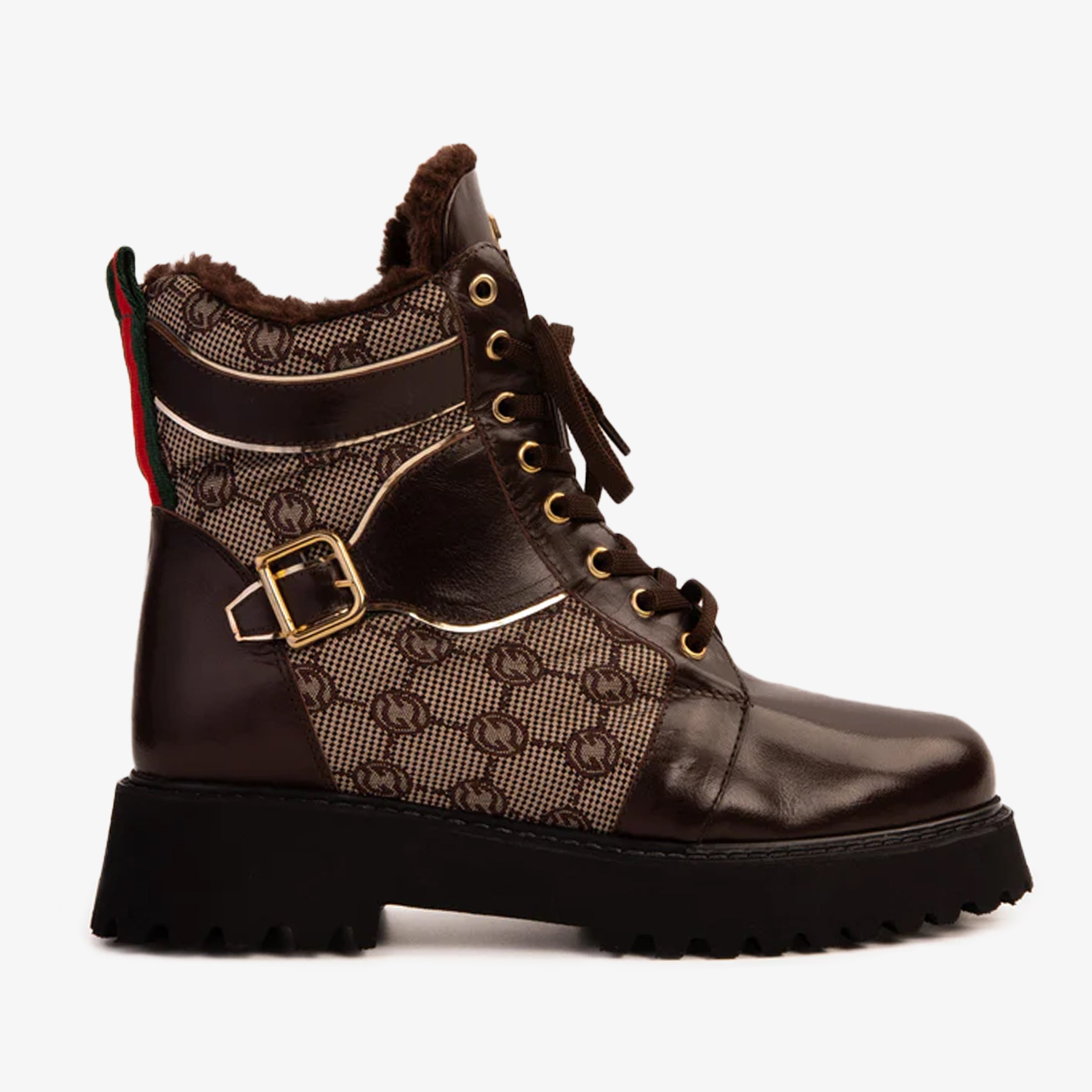 The Boston Brown Leather Lace-Up Ankle Boot With a Side Zipper - Vinci Leather