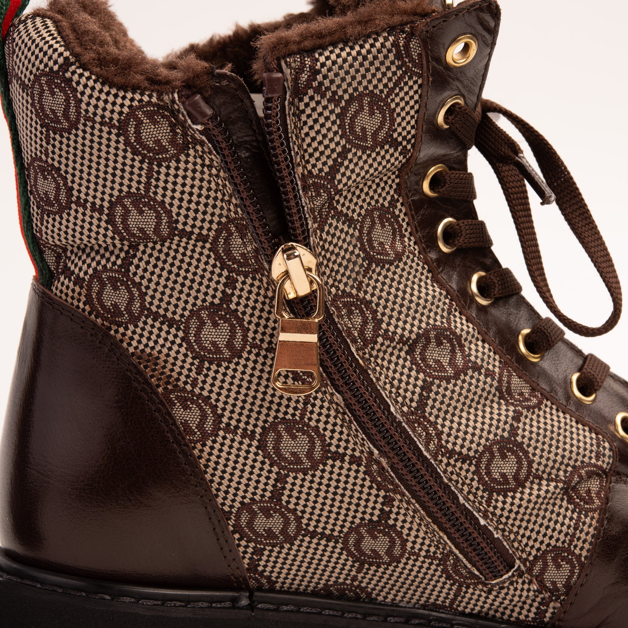 The Boston Brown Leather Lace-Up Ankle Boot With a Side Zipper - Vinci Leather