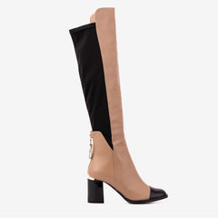 The Verona Cream Leather Knee High Boot - Vinci Leather