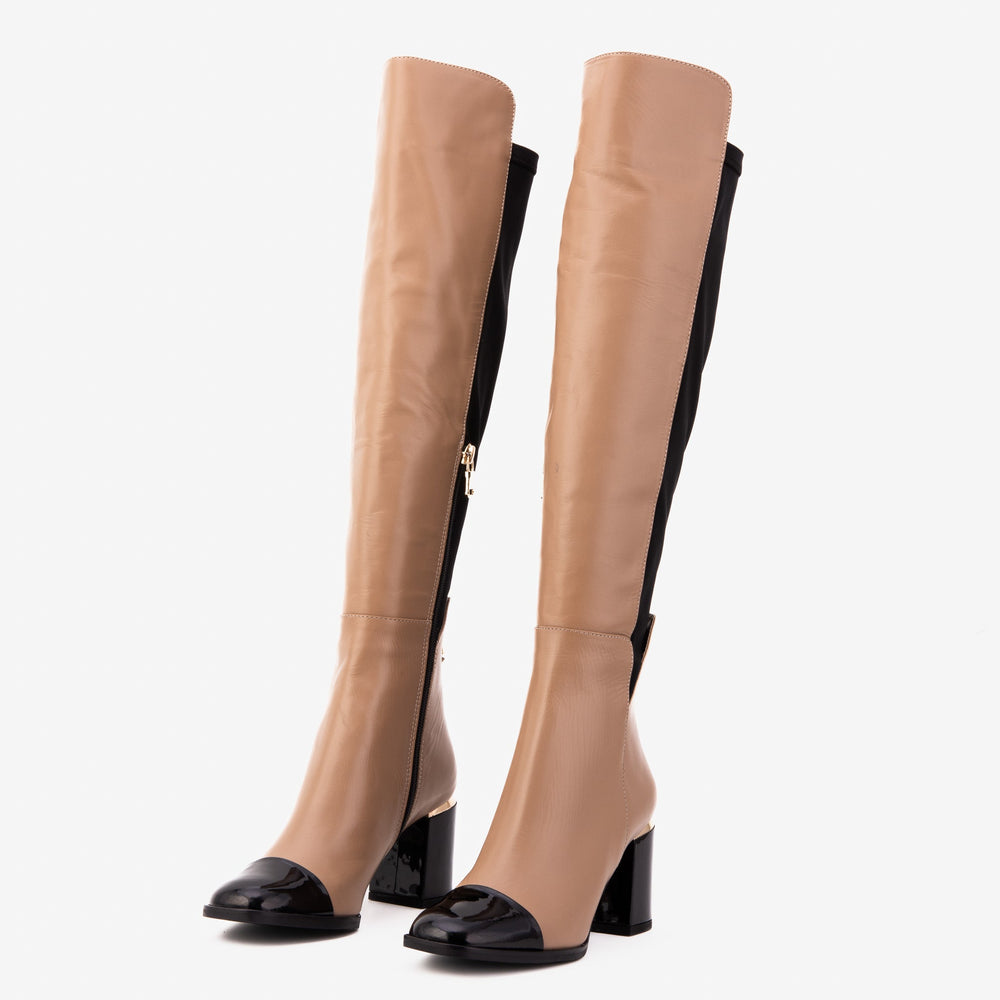 The Verona Cream Leather Knee High Boot - Vinci Leather