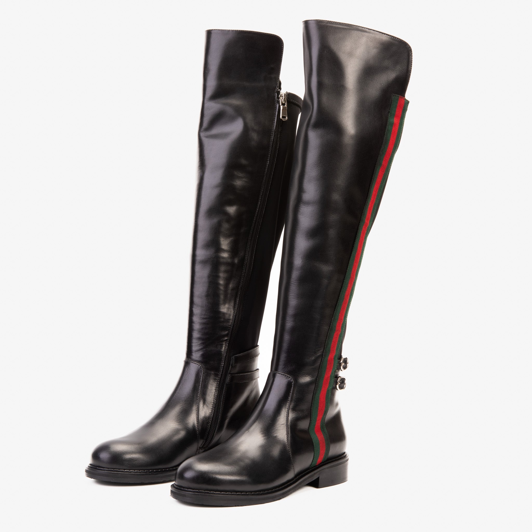 The Manhattan Luxe Black Leather Knee - High Boot - Vinci Leather