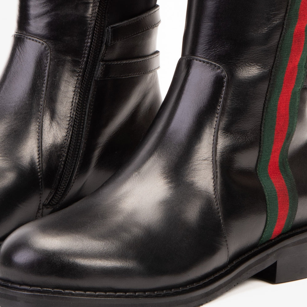 The Manhattan Luxe Black Leather Knee - High Boot - Vinci Leather