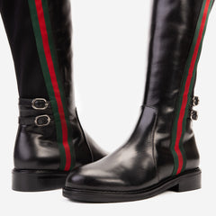 The Manhattan Luxe Black Leather Knee - High Boot - Vinci Leather