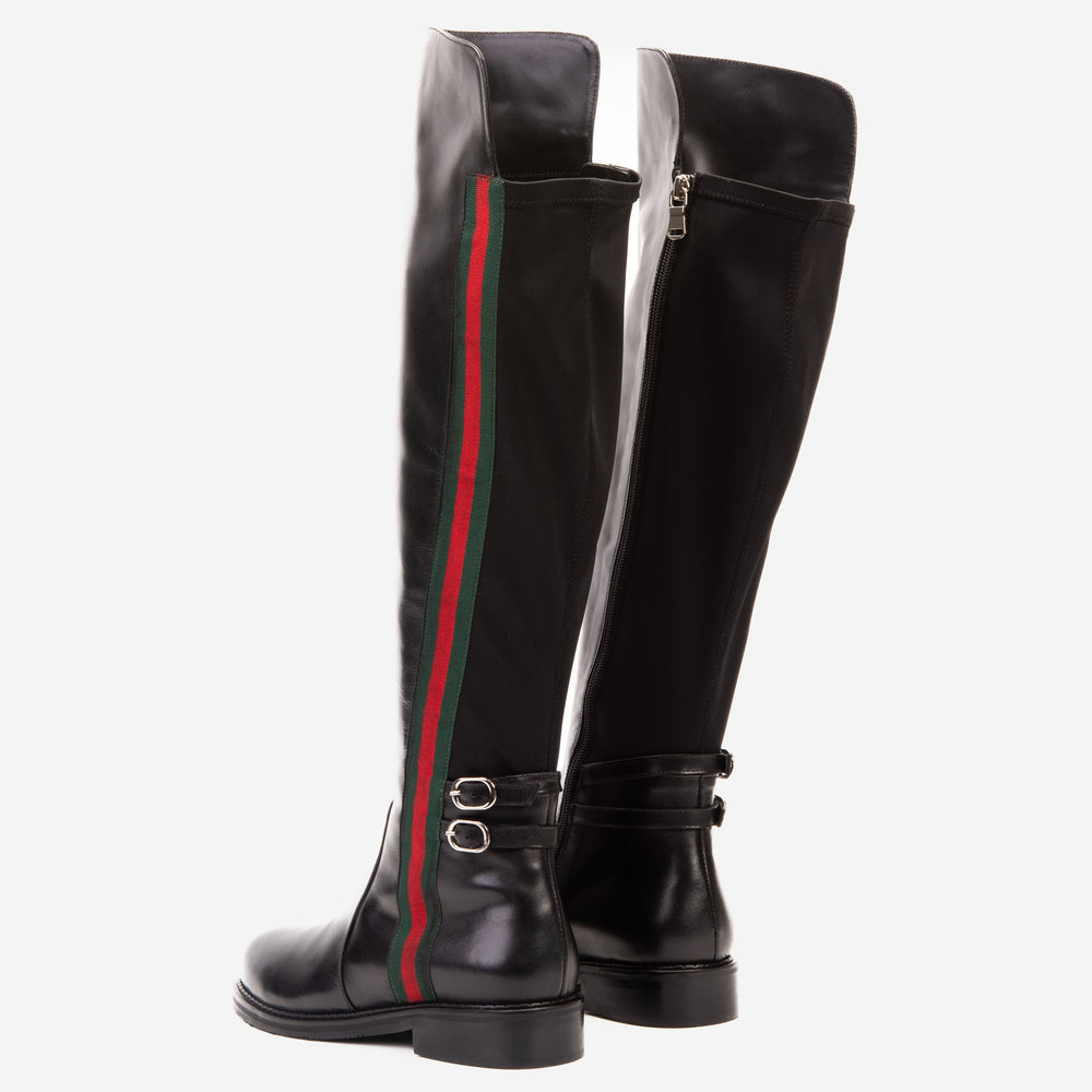 The Manhattan Luxe Black Leather Knee - High Boot - Vinci Leather