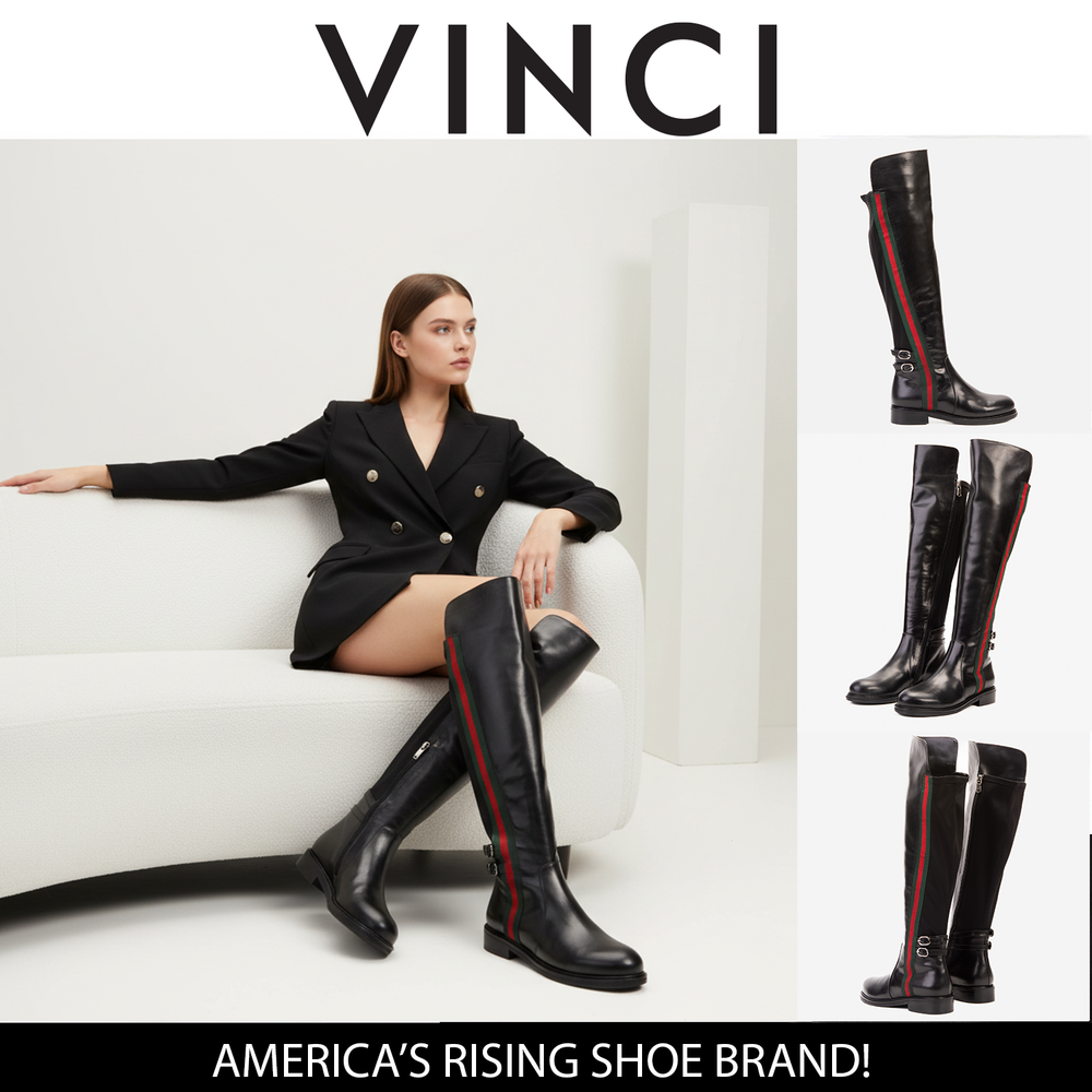 The Manhattan Luxe Black Leather Knee - High Boot - Vinci Leather