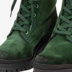 The Elera Green Leather Block Heel Boot - Vinci Leather