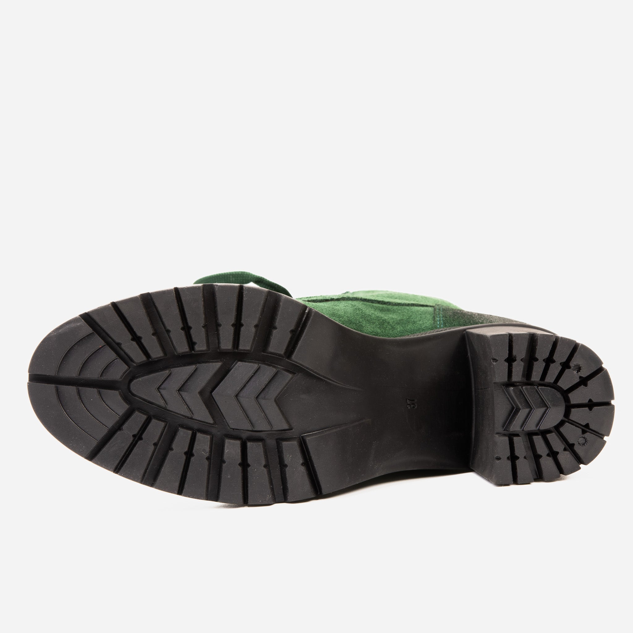 The Elera Green Leather Block Heel Boot - Vinci Leather