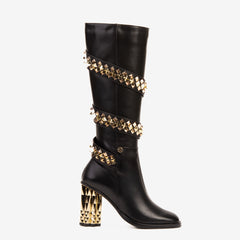 The Gladiator Black Leather Knee High Boot - Vinci Leather