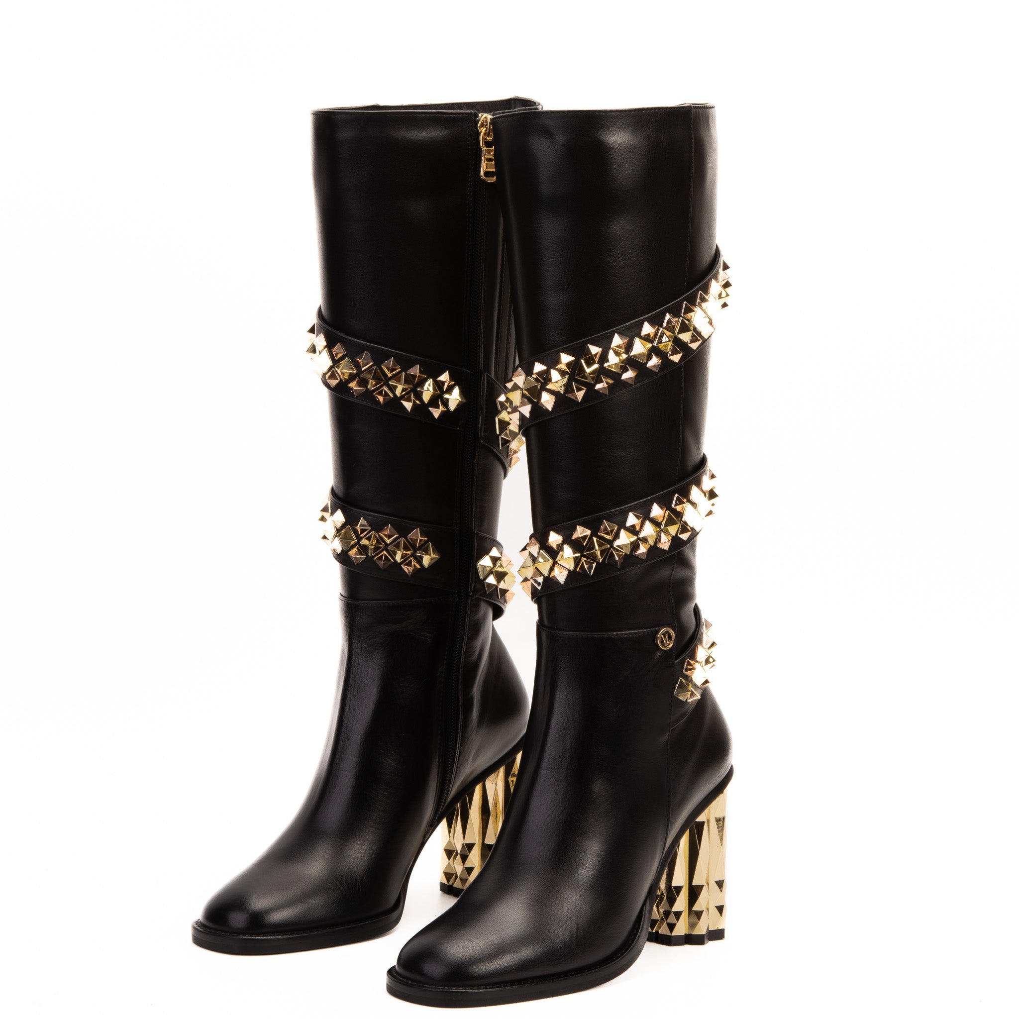 The Gladiator Black Leather Knee High Boot - Vinci Leather