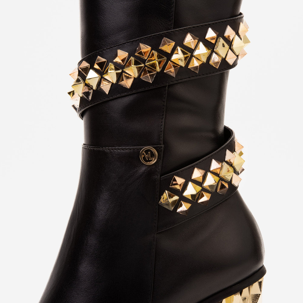 The Gladiator Black Leather Knee High Boot - Vinci Leather