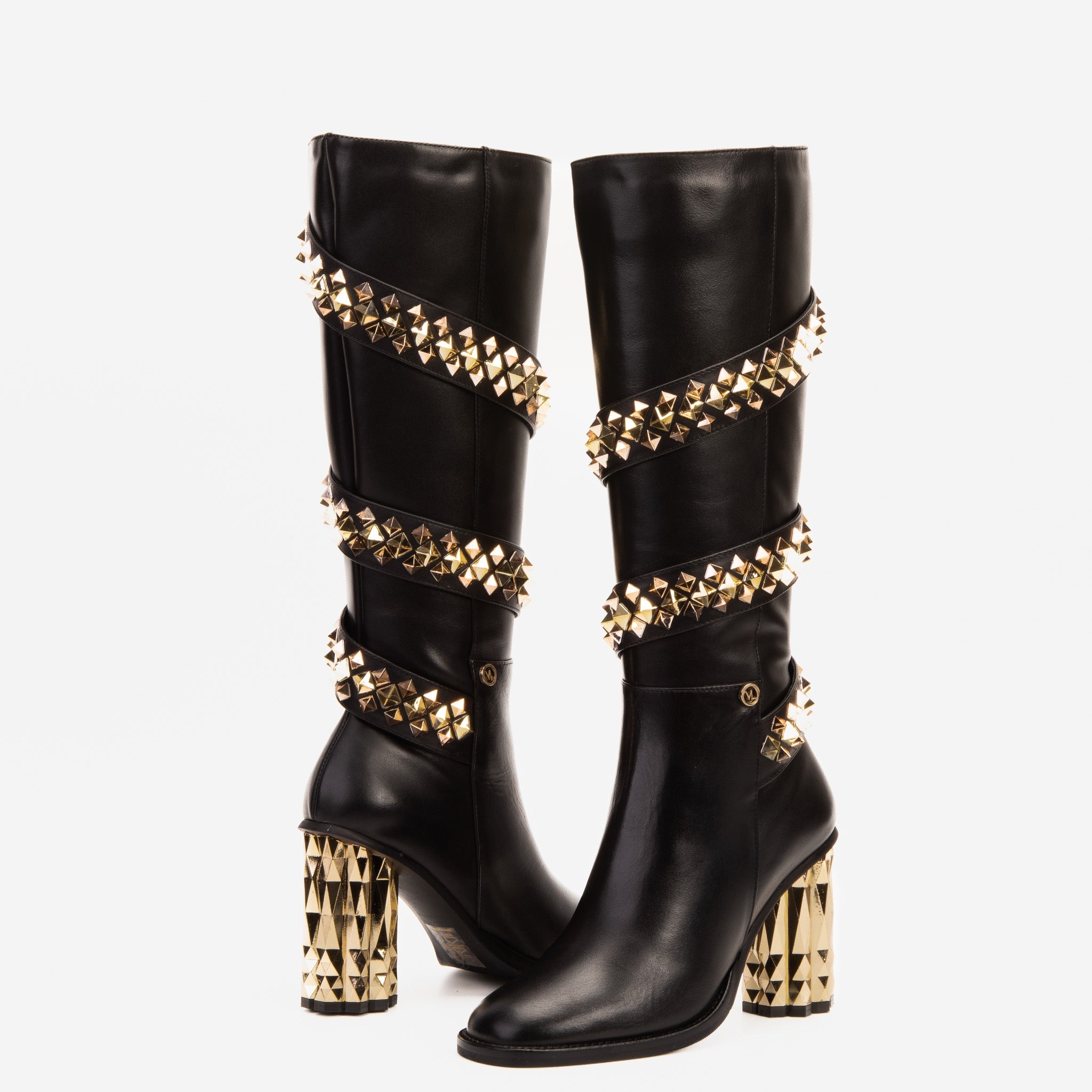 The Gladiator Black Leather Knee High Boot - Vinci Leather