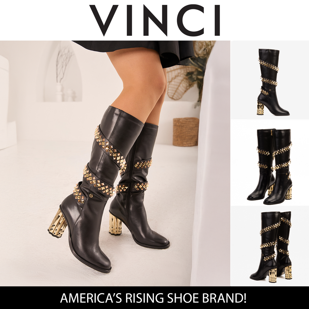 The Gladiator Black Leather Knee High Boot - Vinci Leather