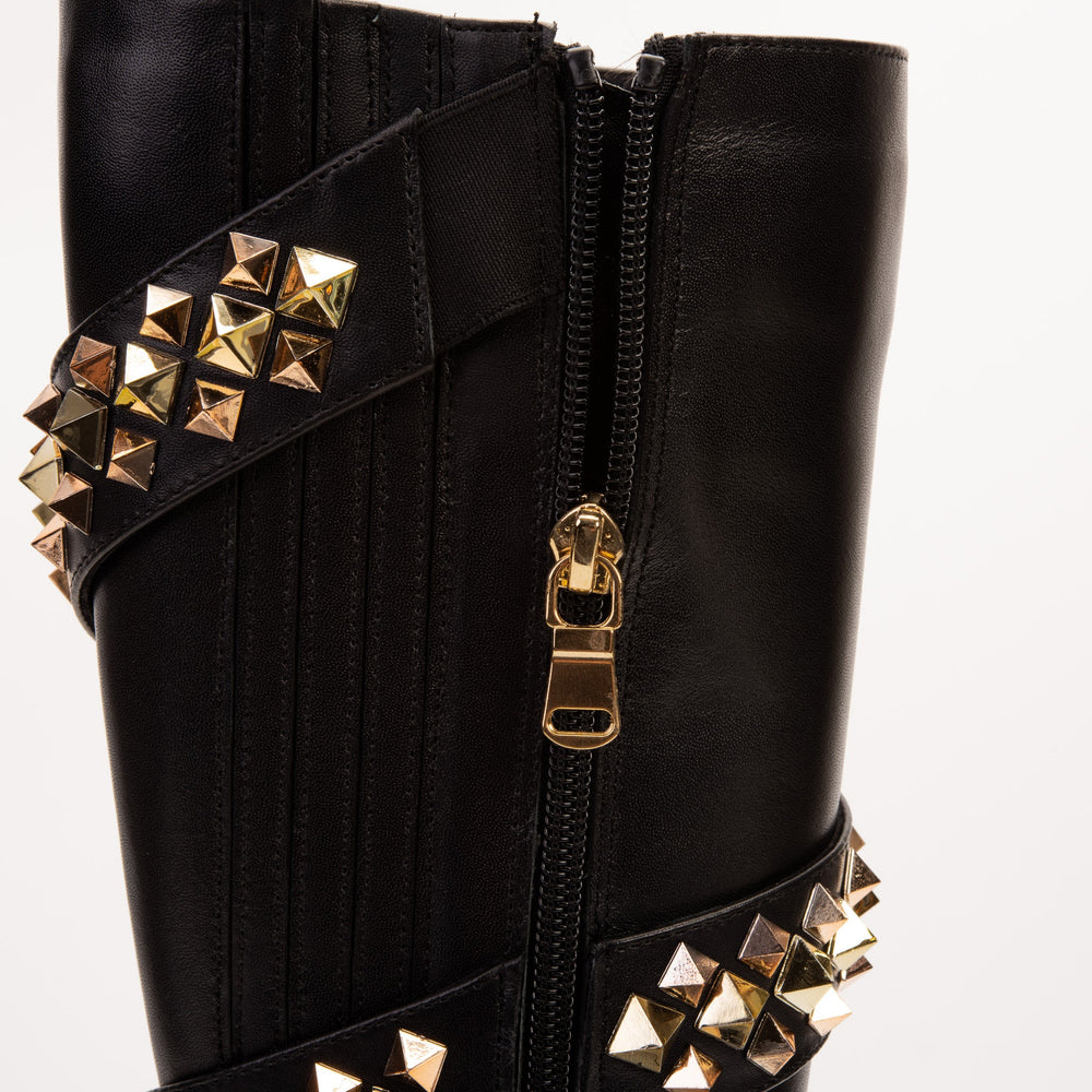 The Gladiator Black Leather Knee High Boot - Vinci Leather