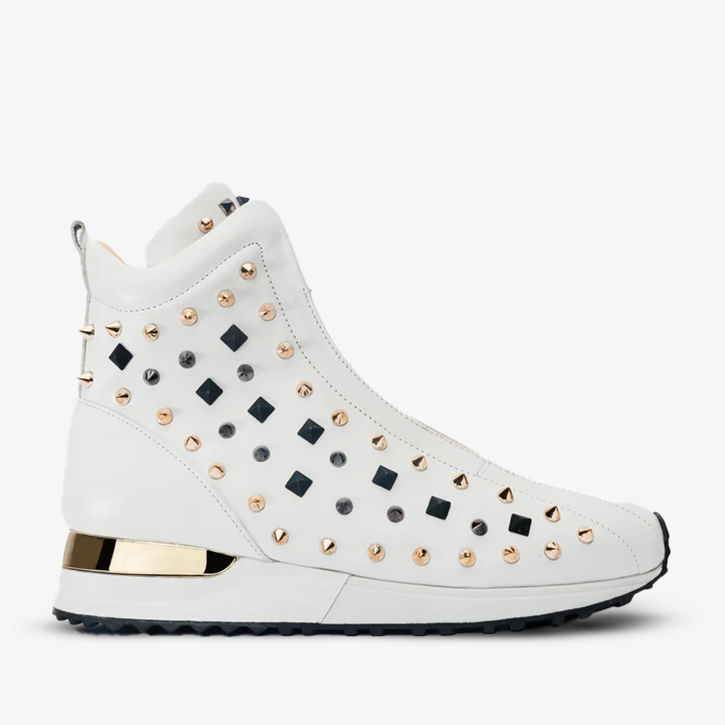 The Infanta High-Top White Spike Leather Sneaker Limited Edition - Vinci Leather