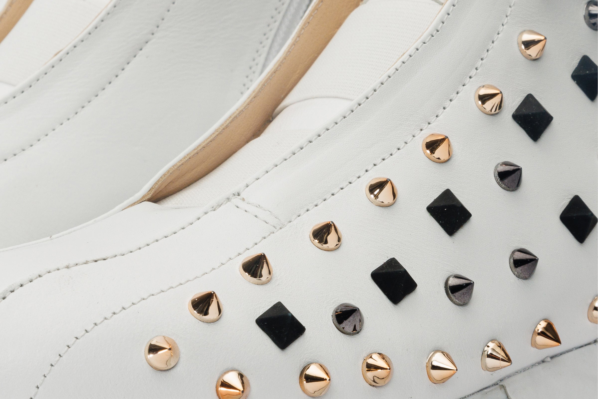 The Infanta High-Top White Spike Leather Sneaker Limited Edition - Vinci Leather