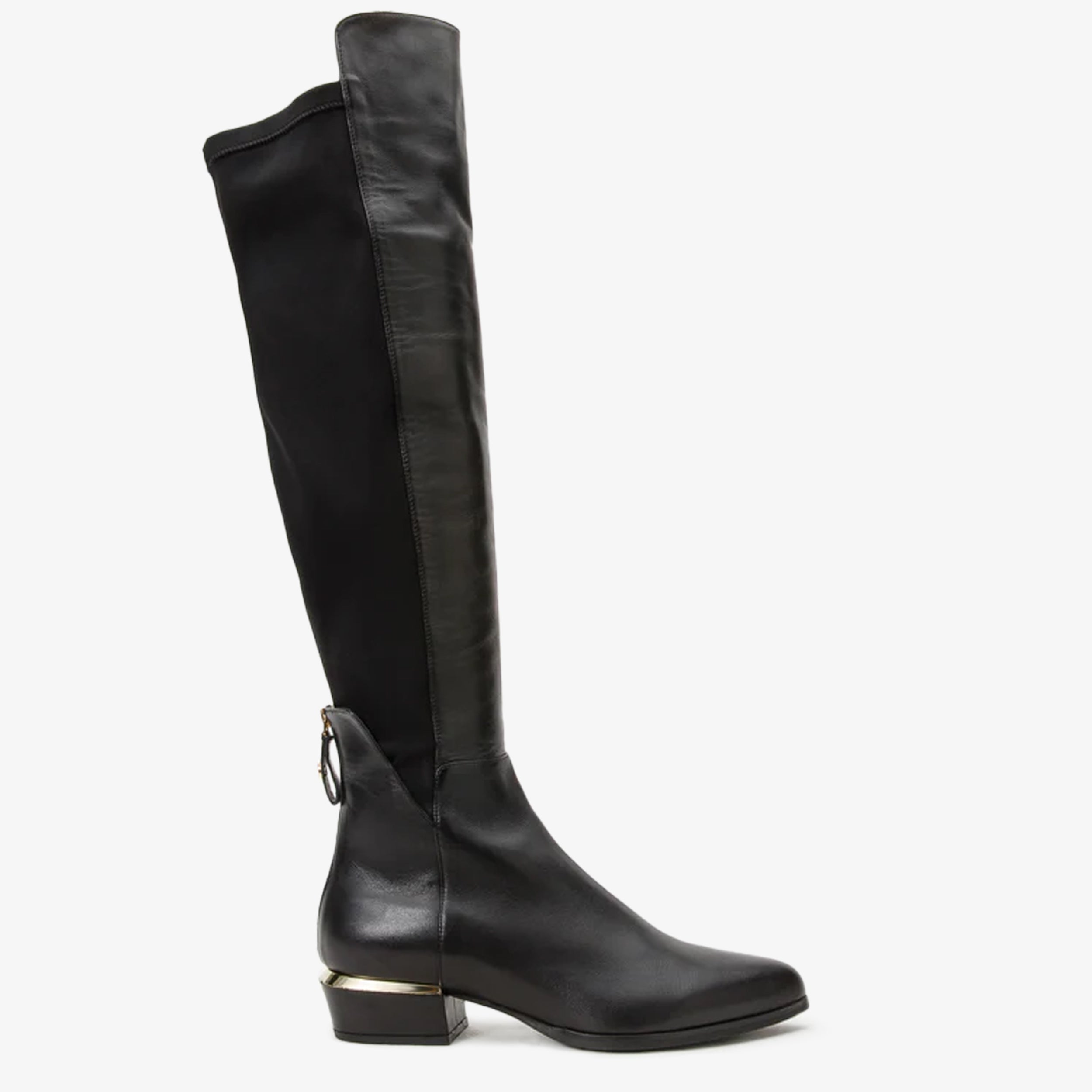 The Fairoks Black Leather Pointy Toe Knee High Boot - Vinci Leather