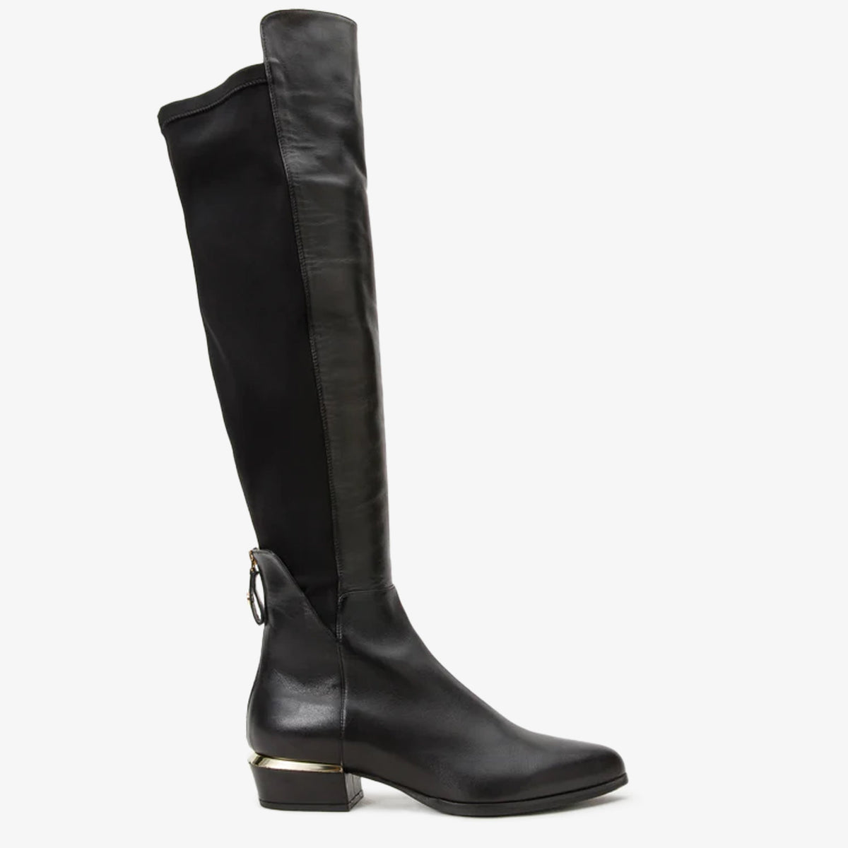 The Fairoks Black Leather Pointy Toe Knee High Boot - Vinci Leather