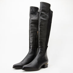 The Fairoks Black Leather Pointy Toe Knee High Boot - Vinci Leather
