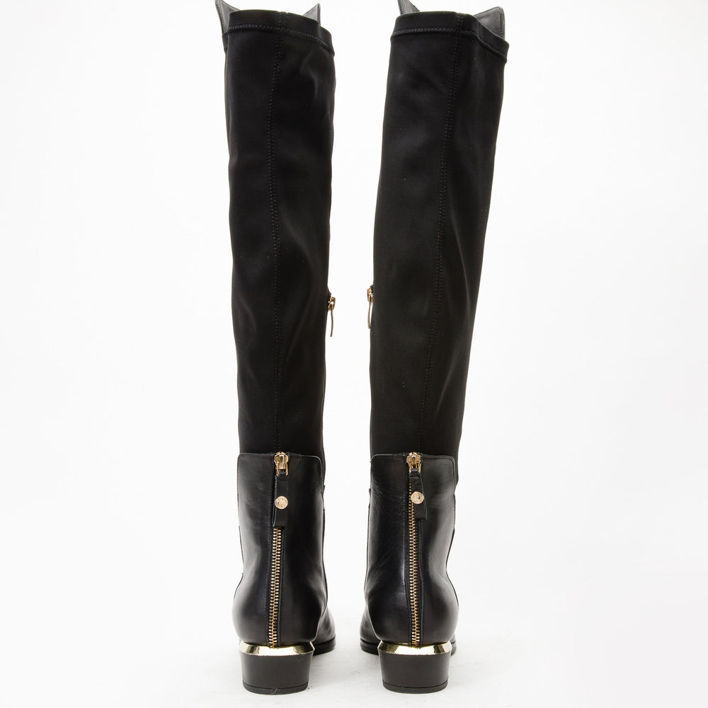 The Fairoks Black Leather Pointy Toe Knee High Boot - Vinci Leather