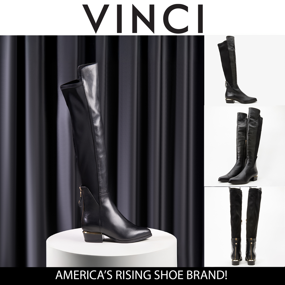 The Fairoks Black Leather Pointy Toe Knee High Boot - Vinci Leather