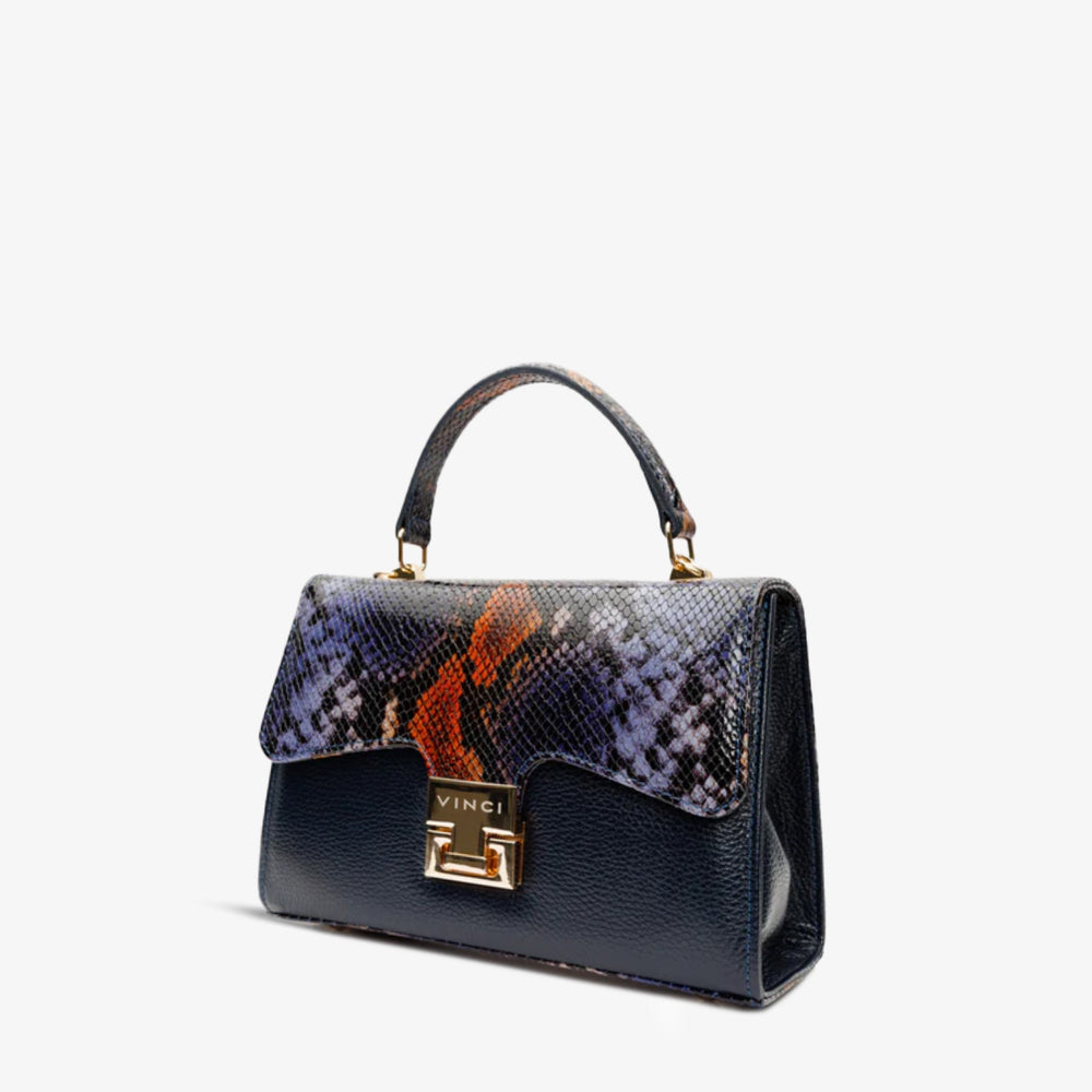 The Venezia Navy Blue Leather Handbag - Vinci Leather