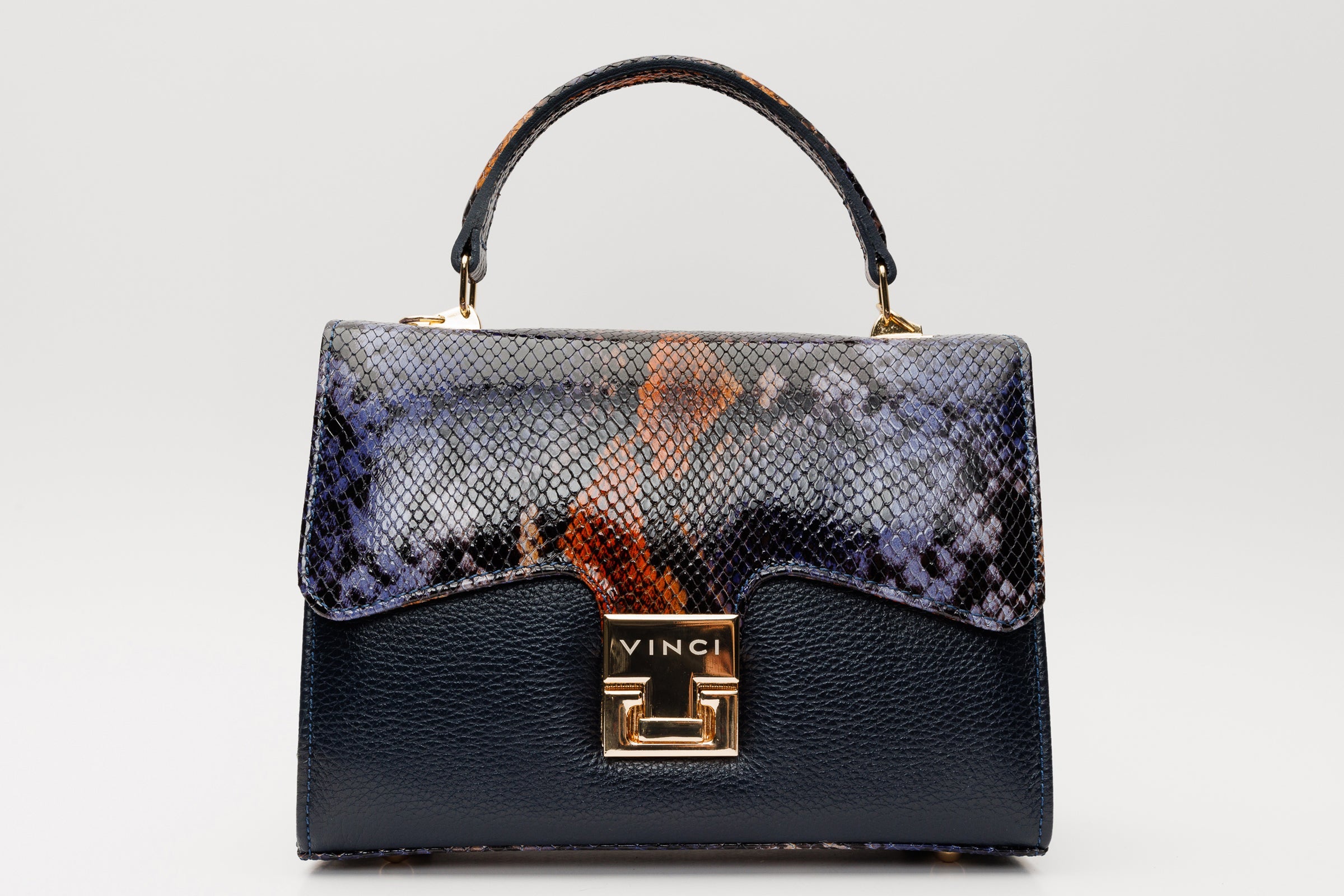 The Venezia Navy Blue Leather Handbag - Vinci Leather