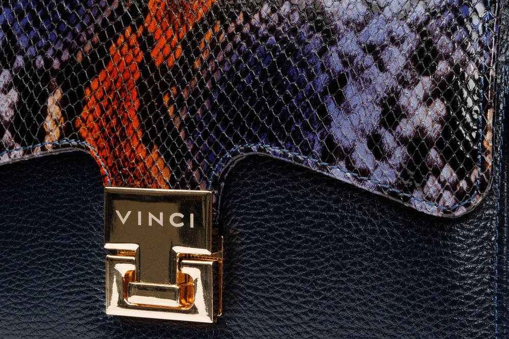 The Venezia Navy Blue Leather Handbag - Vinci Leather
