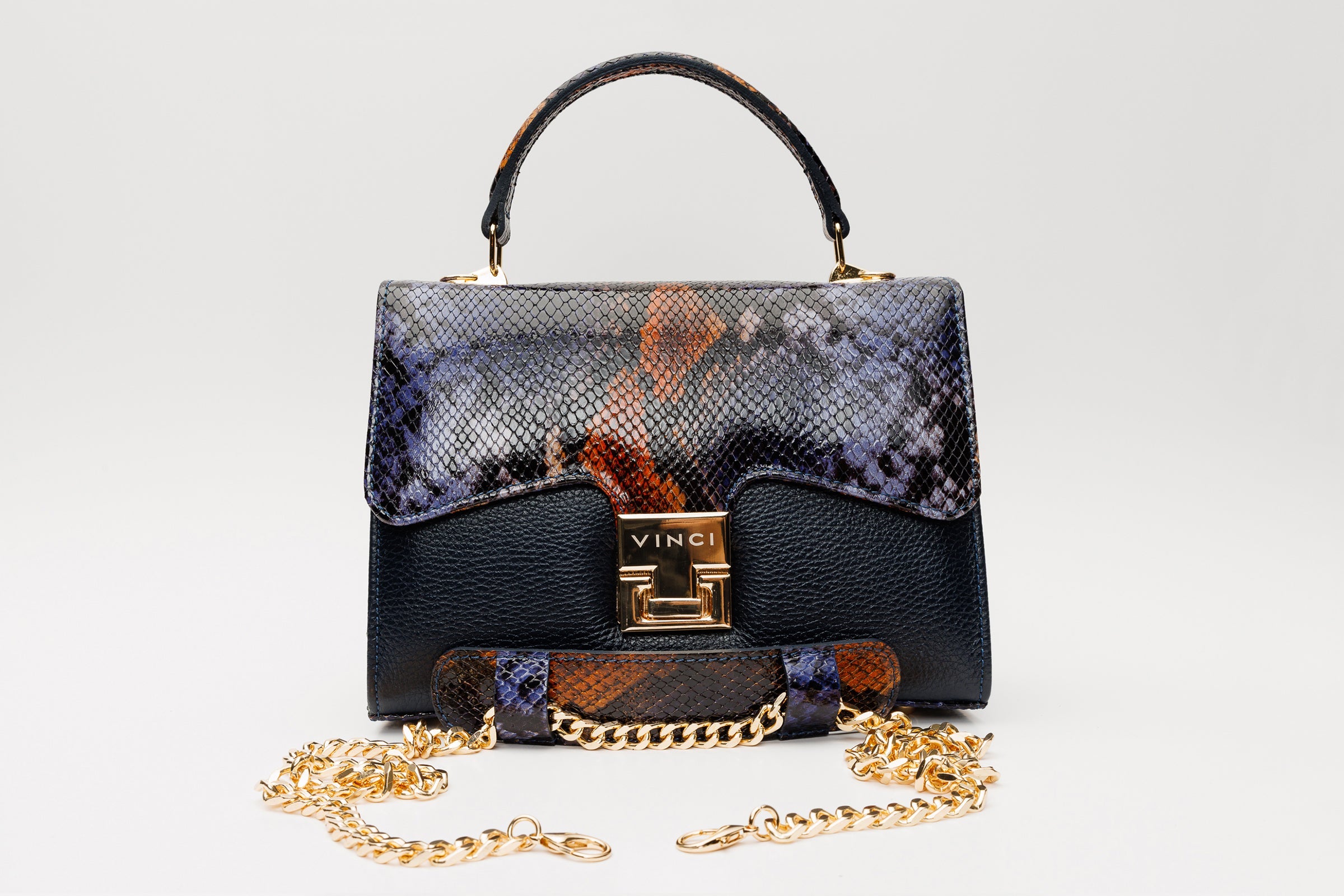 The Venezia Navy Blue Leather Handbag - Vinci Leather
