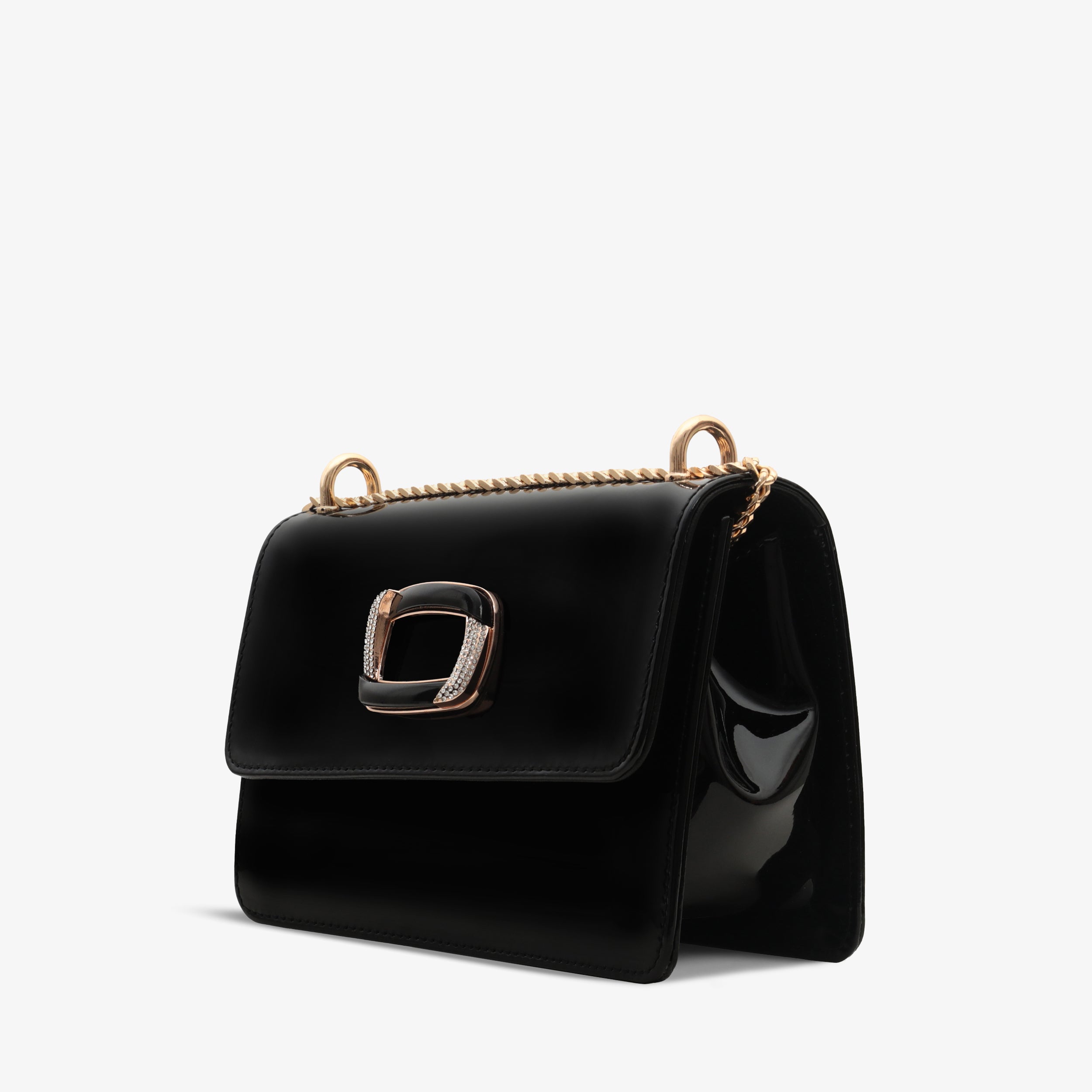 The Ferrara Black Patent Leather Handbag - Vinci Leather