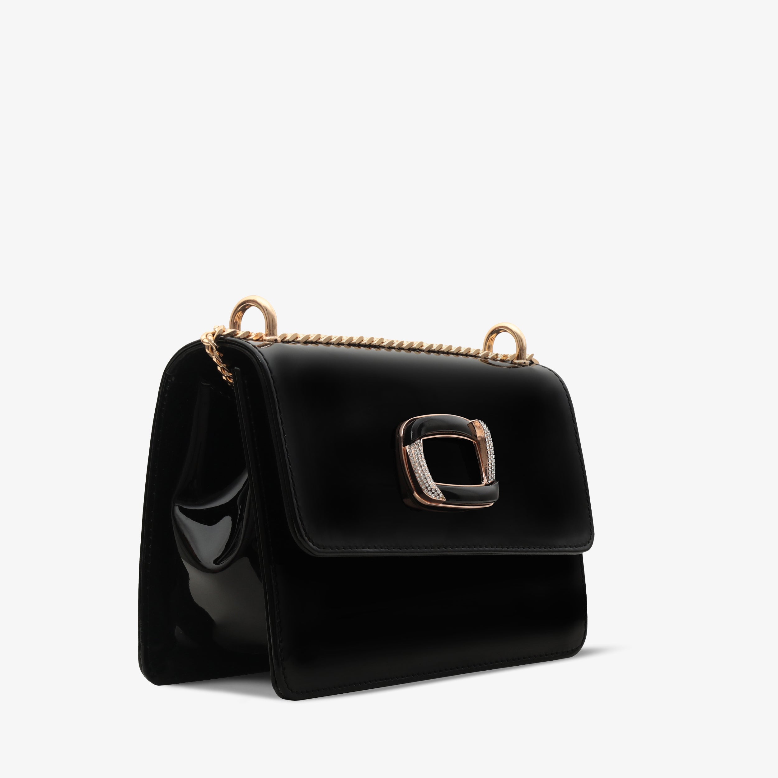 The Ferrara Black Patent Leather Handbag - Vinci Leather
