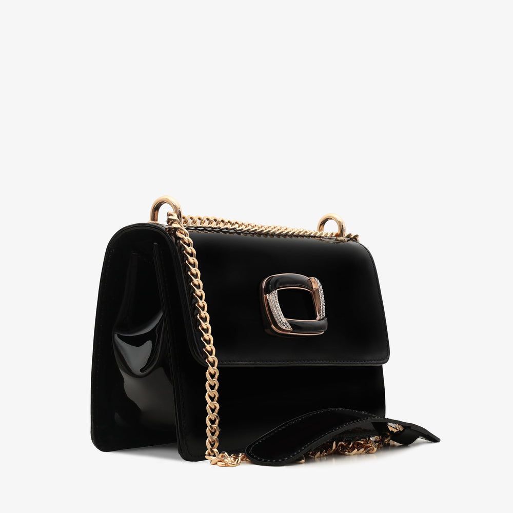 The Ferrara Black Patent Leather Handbag - Vinci Leather
