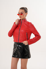 The Elvaris Reversible Red Leather Jacket - Vinci Leather