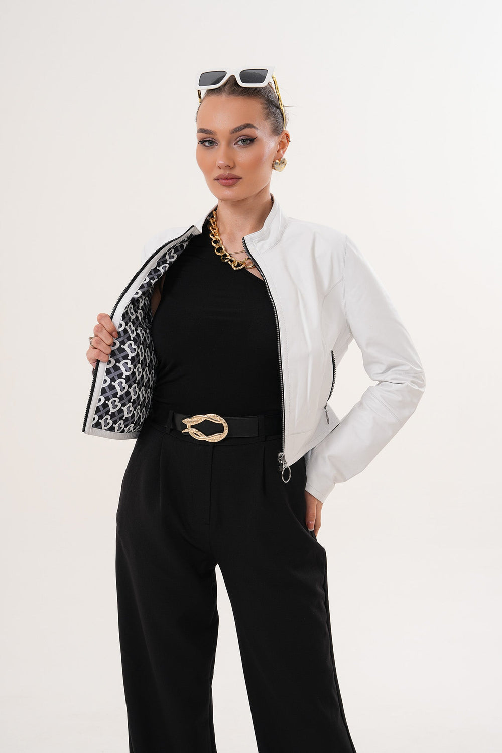 The Elvaris Reversible White Leather Jacket - Vinci Leather