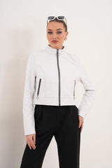 The Elvaris Reversible White Leather Jacket - Vinci Leather